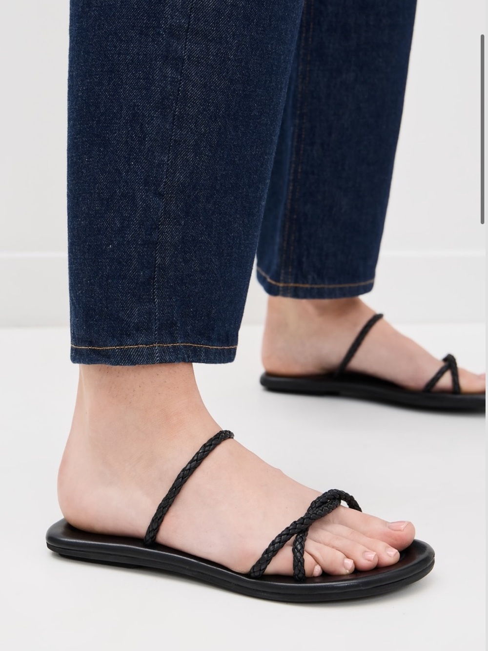 St. Agni Woven Rope Slides - Black